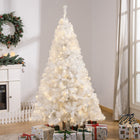 HOMCOM - Sapin de Noël artificiel illuminé de 1 - 8 m avec éclairage LED - blanc-1000 branches en PVC créent un arbre plein de vie et réaliste 