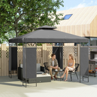 Outsunny - Pavillon à auvent 10 pi l x 10 pi L - toit double pour l’extérieur - gris foncé-Le toit en polyester résistant aux éclaboussures avec trous de drainage empêche l'accumulation d'eau