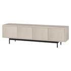Hudson&Canal - Meuble TV Abington pour téléviseurs jusqu'à 75" - Blanc aulne-Le dessus a une capacité de poids de 75 lb, la zone de rangement intérieure peut contenir 45 lb dans chaque section