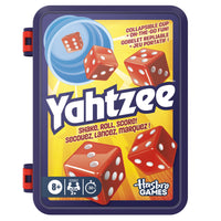 Hasbro Gaming - Yahtzee-Le jeu yahtzee classique et des nouveautés passionnantes : Tentez le tout pour le tout au Yahtzee et remportez de GROS gains ! Cette édition du célèbre jeu de dés comprend un gobelet pliable, un étui de rangement tout-en-un avec plateau de lancer intégré, ainsi qu'un look modernisé