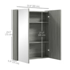 HOMCOM - armoire à pharmacie murale avec miroir - gris-Étagère intérieure réglable répondant à vos différents besoins de rangement   