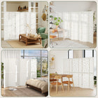 HOMCOM - Paravent autoportant à 6 panneaux motif géométrique pour chambre - blanc-Conçu avec une structure légère en bois de paulownia, ce qui le rend facile à déplacer  
