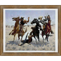 Aiding A Comrade par Frederic Remington - Impression encadree - 34" x 30"-Impression d'art de haute qualité avec passe-partout et encadrement professionnel