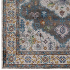 Modway - Success Médaillon vintage floral vieilli Anisah Tapis 4 pi l x 6 pi L - Gris ivoire Jaune Orange-Résistant aux taches / Facile à nettoyer