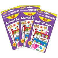 TREND - Autocollants super formes animaux étoiles - Grand pack varié - 3 paquets de 408-Variété de tailles et de conceptions pour ravir. Idéal pour les invitations, le scrapbooking et les annonces.