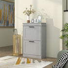 HOMCOM - Armoire à chaussures étroite avec tiroirs basculants et étagère réglable pour entrée - gris-Son design compact le rend idéal pour les petites entrées ou tout espace étroit 