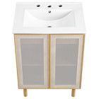 Modway - Calla 24" perforé Métal Vanette de salle de bain - Chêne blanc-Assemblée requise