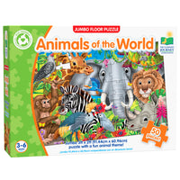 University Games - The Learning Journey Jumbo Floor Puzzles: Animaux Du Monde - Puzzle De Reconnaissance Des Animaux Pour Enfants - Puzzle De Sol Amusant Avec Des Animaux-Augmente la concentration et l’attention