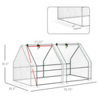 Outsunny - Serre tunnel portable 6 pi x 3 pi x 3 pi avec grandes portes à glissière et housse PE résistante à l’eau/UV, blanc-Deux portes à fermeture éclair enroulables pour un accès facile et une bonne ventilation  

