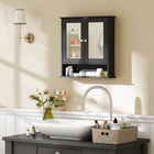 Kleankin - Armoire à pharmacie murale avec miroir - noir-Gain de place, peut être accroché au mur ou au-dessus des toilettes 