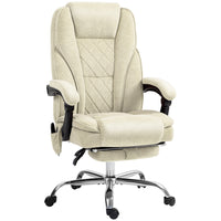 Vinsetto - Fauteuil de bureau massant inclinable à hauteur réglable et repose-pieds - beige-Six points de massage par vibration avec trois modes, trois intensités et une minuterie pour détendre votre corps 