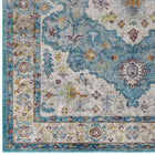 Modway - Success Médaillon vintage floral vieilli Anisah Tapis 4 pi l x 6 pi L - Bleu ivoire clair, jaune, orange-Résistant aux taches / Facile à nettoyer