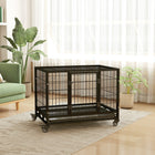 PawHut - Cage pour chien robuste pour grands et moyens chiens, roues verrouillables, plateau-Convient aux chiens de grande et moyenne taille mesurant moins de 25,6 po (65 cm) de longueur, moins de 13,8 po (35 cm) de hauteur au garrot et pesant moins de 66 lb (30 kg) 