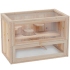PawHut - Cage pour hamster 24 po, habitat à 2 niveaux pour petits animaux - bois naturel-La cage en bois de sapin met en valeur un savoir-faire exceptionnel 