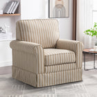 Ebello - Kandyn Fauteuil tonneau pivotant 29,7 po rembourré rayures douces coussin amovible, brun-Soutien à haute résilience : les coussins garnis de mousse sont conçus pour conserver leur forme et garantir un confort durable
