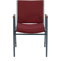 Flash Furniture – Chaise empilable robuste à revêtement et accoudoirs Hercules rembourrée de 3 po, bourgogne à motifs-Chaise empilable multi-usages