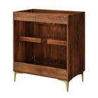 Modway - Vernon 30" Bois cannelé Armoire à vanité sans évier - Noyer-Conception de porte d’entrée circulaire cannelée