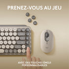 Logitech - POP Keys Clavier mécanique sans fil avec touches emoji personnalisables - Brume-Frappe bondissante : Expérimentez une frappe presque addictive sur un clavier mécanique style machine à écrire, vos doigts bondissent sur les touches concaves et confortables : clics, clacs et pop