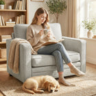 HOMCOM - Fauteuil d’appoint effet velours avec large assise pour salon - gris-Coussin en mousse de 5,9 po d’épaisseur et système de ressorts ensachés garantissant une assise douce mais soutenue    
