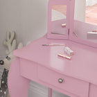 Qaba - Coiffeuse pour enfants avec tabouret, coiffeuse maquillage pour filles avec miroirs trifold, tiroir étoile - rose-Couleur : Rose  
