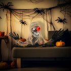 HOMCOM - Momie animée Halloween - Décoration effrayante demi-corps - Marron et Gris-Mouvement de tête et de mains activé par le son pour une interaction effrayante 