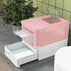 PawHut - Bac à litière fermé pour chat avec pelle, plateau, entrée par le haut, pliable - rose-L’espace intérieur améliore le confort 
