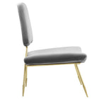 Modway - Ponder Performance Velvet Chaise longue - Gris-Cadre en acier inoxydable doré