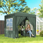 Outsunny - Tente auvent pliante 6.6 pi l x 6.6 pi L pour extérieur - jardin - patio - Vert foncé-Structure en acier avec revêtement en poudre finition blanche pour assurer une utilisation durable