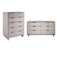 Manhattan Comfort - Granville commode moderne et double commode - gris clair - ensemble de 2-Commode de chambre à coucher au style moderne-contemporain avec une touche de glamour comprenant 1 chiffonnier et 1 commode double