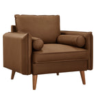Modway - Revive Rembourré Cuir végane Fauteuil d’accent - Brown-Rembourrage en cuir végane
