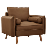 Modway - Revive Rembourré Cuir végane Fauteuil d’accent - Brown-Rembourrage en cuir végane