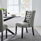 Modway - Baronet Bouton touffé Tissu Chaise à manger - Gris clair-Rembourrage en mousse dense