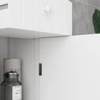 HOMCOM - Armoire de salle de bain haute avec étagères et tiroir - blanc-Les pieds surélevés la protègent de l'humidité et assurent une bonne ventilation 