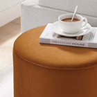 Modway - Tilden Velours rond de performance de 16" Rembourré Ottoman - Rouille naturelle-Glissements au pied sans marquer