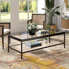 Hudson&Canal - Table basse rectangulaire Alexis , 137 cm de large, bronze noirci-Une finition en bronze noirci fabriquée à la main est appliquée sur le cadre en acier