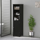 Kleankin - Armoire de rangement de salle de bain haute et étroite - noir-Étagères réglables sur 3 niveaux à l'intérieur de l'armoire pour répondre à différents besoins de rangement 