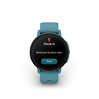 Garmin - Montre connectée Bounce 2 pour enfants - 43 mm - Turquoise-ASSISTANCE - Si votre enfant a besoin d'aide et que la fonction d'assistance est activée, soyez assuré que les contacts familiaux seront appelés et recevront un message avec un lien de partage de localisation LiveTrack pour la localisation en direct de votre enfant.