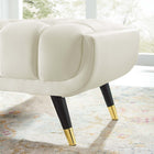 Modway - Adept 60" Performance Velvet Banc - Ivoire-Cadre en bois de bouleau noir écarté