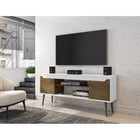 Manhattan Comfort - Meuble TV Bradley 62,99 po style Mid-Century Modern - Blanc et Brun Rustique-Recommandé pour un téléviseur de 46 à 60 pouces