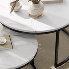 HOMCOM - Tables gigognes rondes 31 po avec plateau effet marbre - blanc - Paquet de 2-Couleurs : Blanc