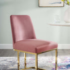 Modway - Amplify Base de traîneau Performance Velvet Fauteuil d’appoint de salle à manger - Rose Poussiéreuse d’Or-Chaise à base de traîneau