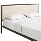 Modway - Mia Tissu Lit King, Brun beige-Ça ne nécessite pas de sommier