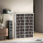 HOMCOM - Armoire de rangement média double - blanc-Assemblage simple avec des pièces numérotées et des instructions claires 
