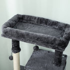 PawHut - Arbre à chat 52 po avec poteaux à griffer, lit, condo - gris foncé-Kit anti-basculement inclus pour une sécurité et une stabilité améliorées 
