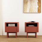 Manhattan Comfort - Ensemble de 2 tables de chevet modernes Ella 100 cm - Terracotta-Comprend 1 étagère ouverte et 1 tiroir à extension totale avec une façade avant en demi-cercle surélevée