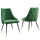 Modway - Adorn Performance Velvet Fauteuil d’appoint de salle à manger Ensemble de 2 - Émeraude-Chaise à manger vintage moderne d’accent