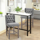 HOMCOM - Tabouret de bar sans accoudoirs à dossier capitonné, chaise haute - gris - paquet de 2-La mousse d'assise et de dossier résistante au feu rend la chaise plus sûre et plus durable