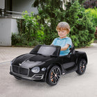 Aosom - voiture électrique radiocommandée 12v bentley licenciée pour enfants, jouet à conduire pour tout-petits cadeau - noir-Pneus extra-larges, ceinture de sécurité et conception de roue arrière amortissante pour une conduite sûre et fluide 