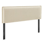 Modway - Camille Mélange de lin rembourré Tête de lit Queen size - Rayures d’avoine-Mélange de lin tissé avec motif à rayures fines