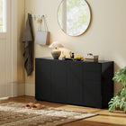 HOMCOM - Buffet latéral à haute brillance 55,1 po L avec 2 tiroirs - noir-Structure fiable en panneaux de particules avec sangles de sécurité anti-basculement 